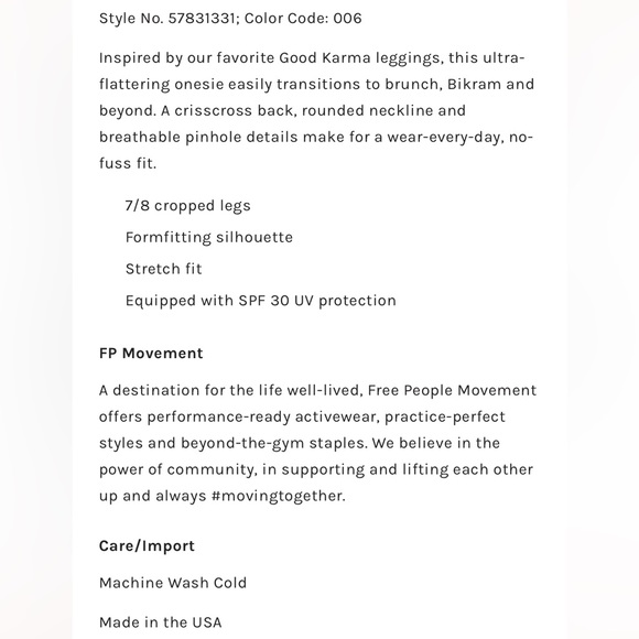 NWOT Free People Movement Good Karma Ice Gray Onesie XS/S - Picture 5 of 7